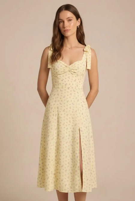 Avoria | Women’s Tie Strap Floral Midi Dress Casual Summer Fit